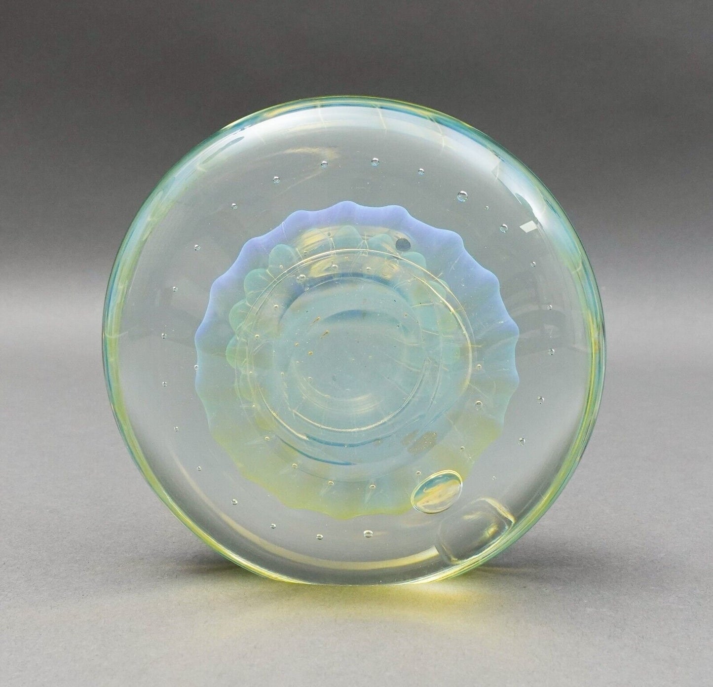 Artist Signed  1999 Signed Iridescent Hand Blown Art Glass Paperweight Rare
