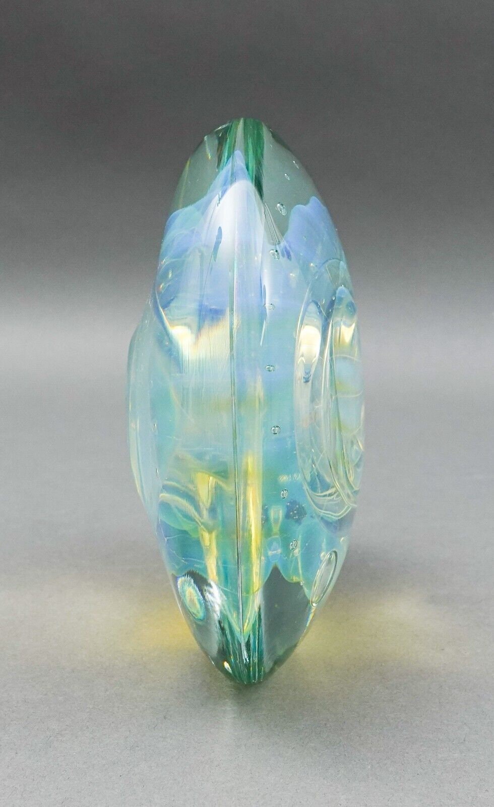 Artist Signed  1999 Signed Iridescent Hand Blown Art Glass Paperweight Rare