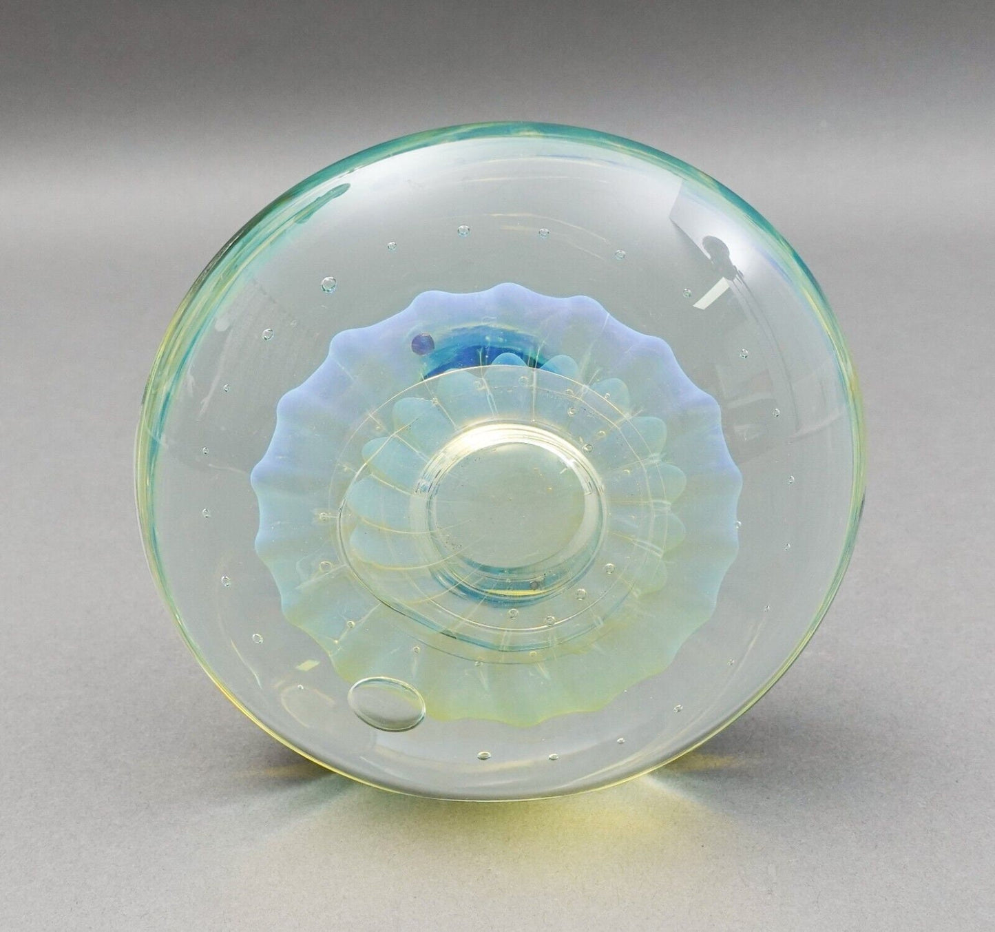 Artist Signed  1999 Signed Iridescent Hand Blown Art Glass Paperweight Rare