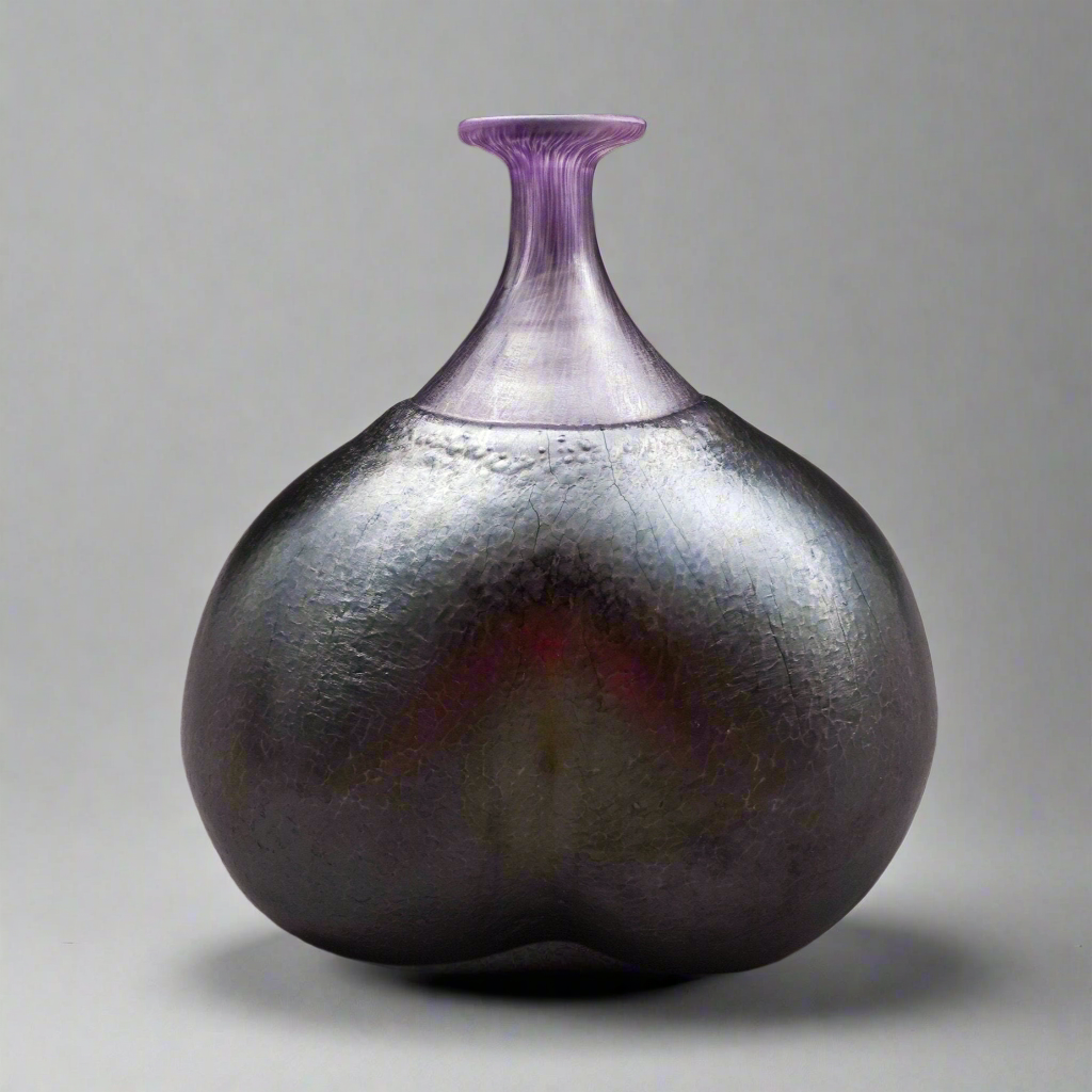 Kosta Boda Sweden Bertil Vallien Purple Volcano Buttocks Art Glass Vase 5 3/4"
