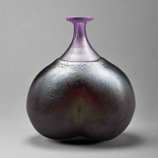 Kosta Boda Sweden Bertil Vallien Purple Volcano Buttocks Art Glass Vase 5 3/4"