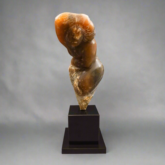Lorrie Goulet (America, B. 1925) Signed Carved Stone Figurine Statue Sculpture