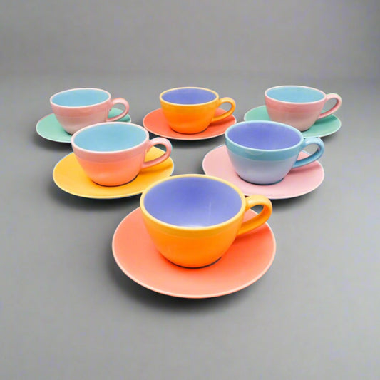 Lindt Stymeist Japan Colorways Cafe Au Lait Coffee Tea Cups & Saucers Set Of 6