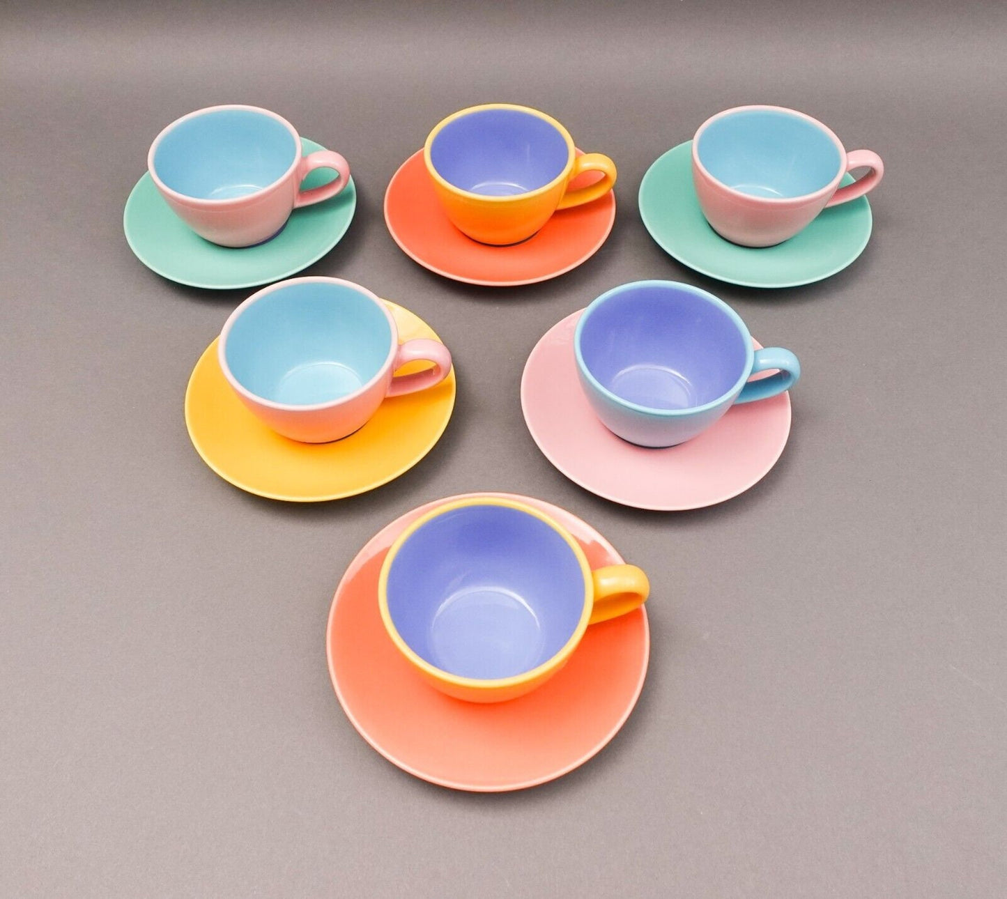 Lindt Stymeist Japan Colorways Cafe Au Lait Coffee Tea Cups & Saucers Set Of 6