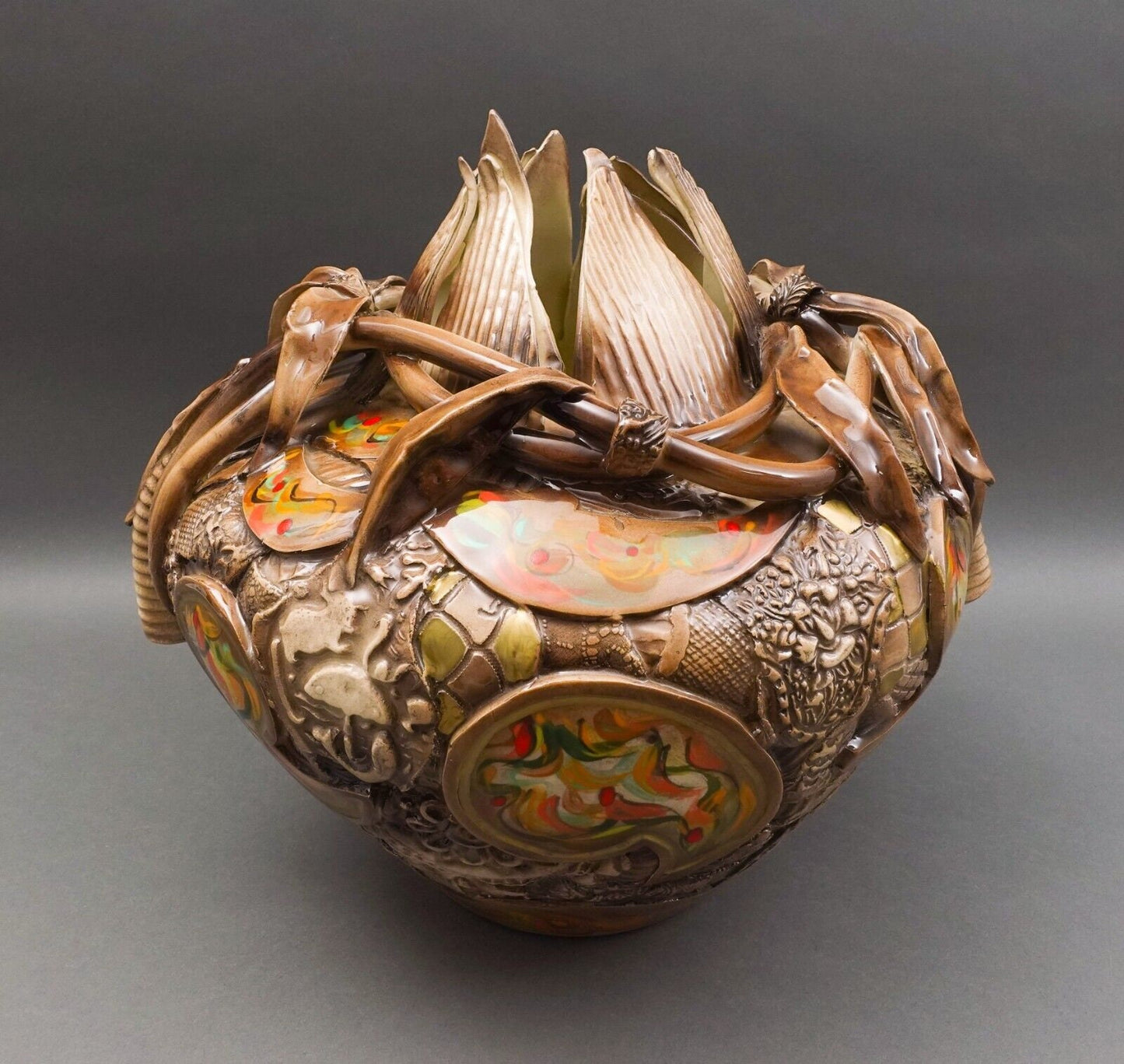 Gail Markiewicz 2007 Signed Monumental Sculptural Ceramic Pottery Vessel Vase