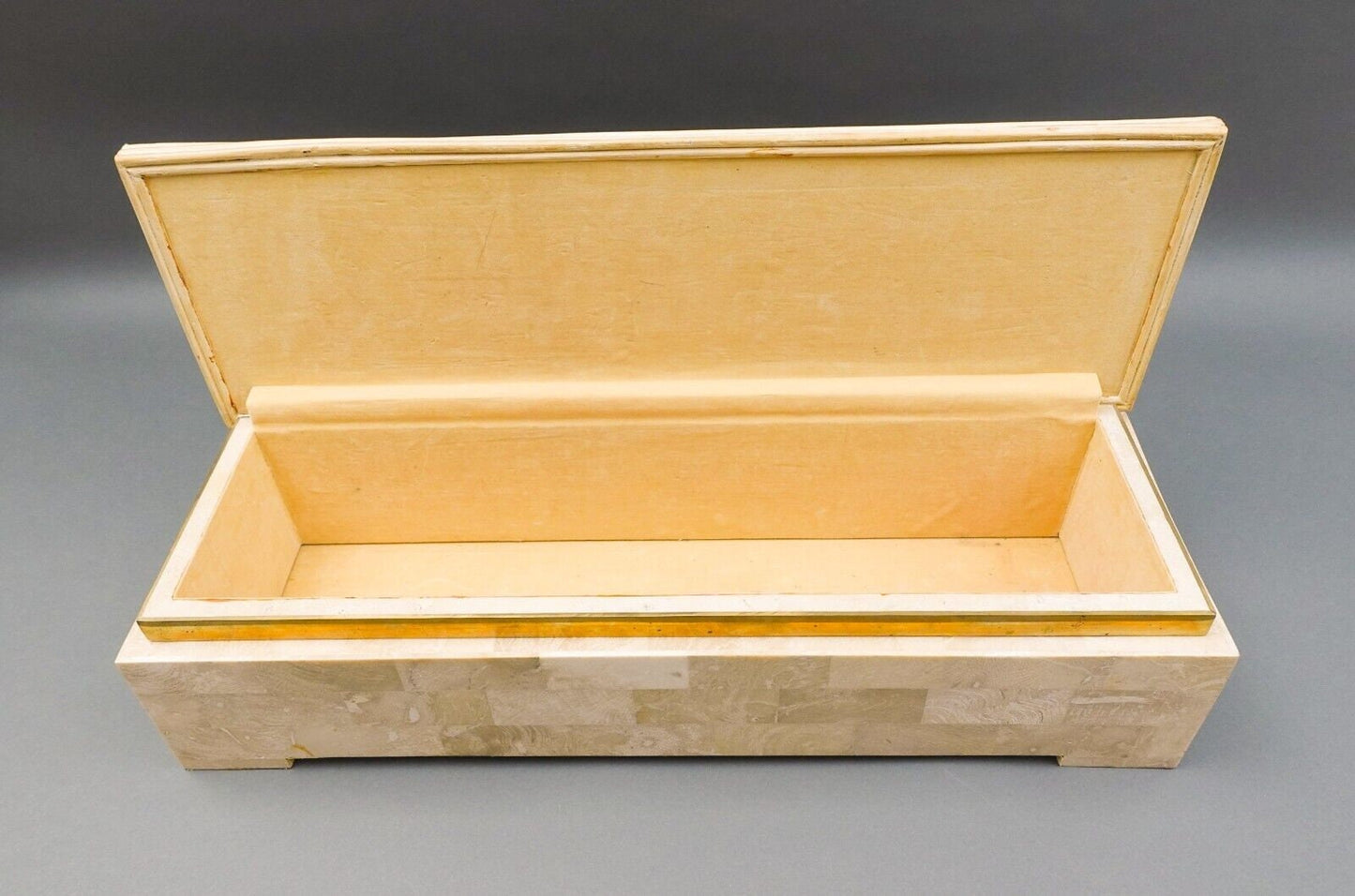 Maitland Smith Large Rattan Tessellated Stone Brass Jewelry Storage Pagoda Box