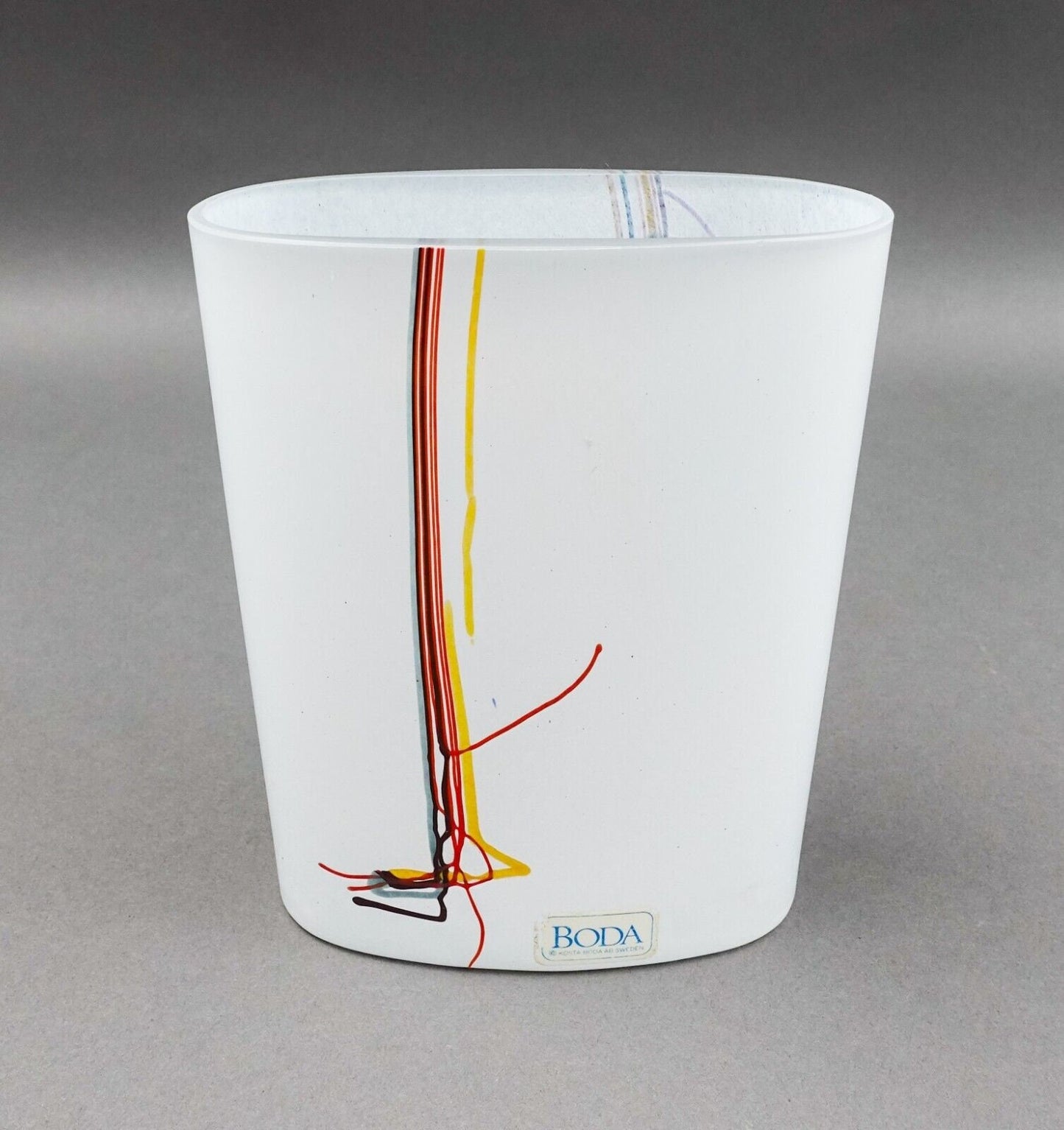 Kosta Boda Sweden Bertil Vallien Rainbow Frosted Art Glass Vase 6 1/2"