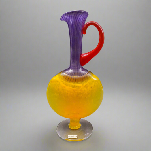 Kosta Boda Sweden Kjell Engman Bon Bon Multicolor Glass Jug Pitcher Ewer Vase