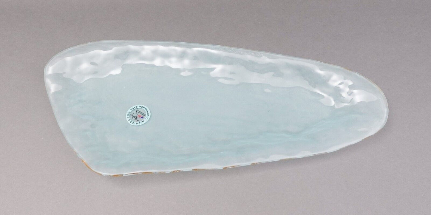 Annieglass Signed Tiburon Coquina Shell Series Art Glass Gold Rim Tray Set Of 2