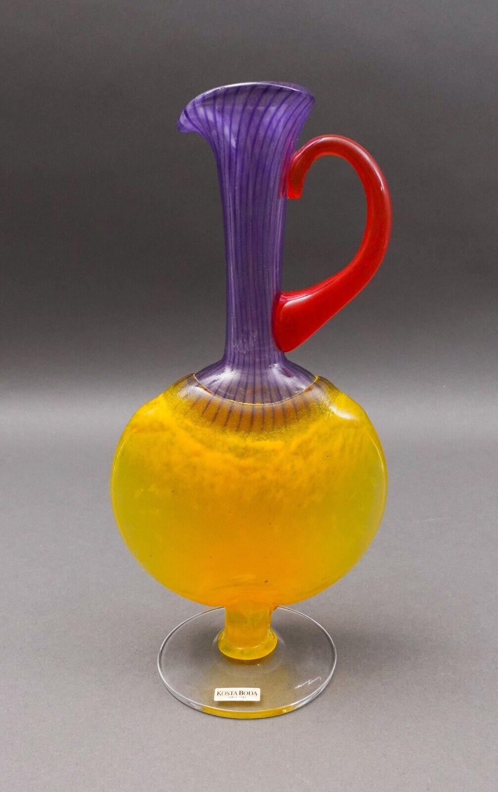 Kosta Boda Sweden Kjell Engman Bon Bon Multicolor Glass Jug Pitcher Ewer Vase