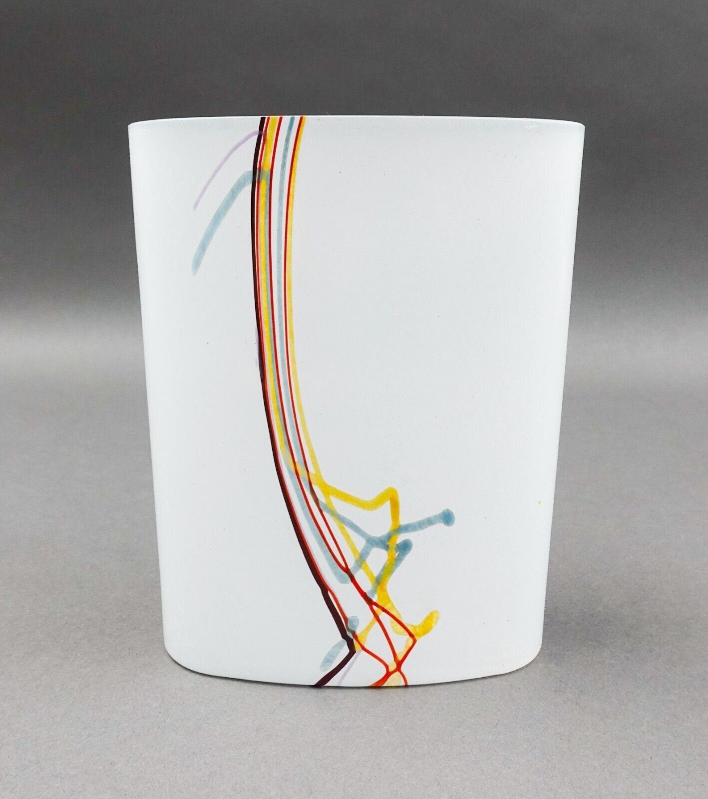 Kosta Boda Sweden Bertil Vallien Rainbow Frosted Art Glass Vase 6 1/2"