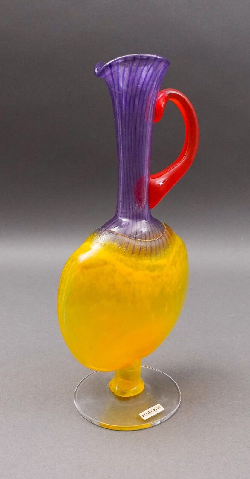 Kosta Boda Sweden Kjell Engman Bon Bon Multicolor Glass Jug Pitcher Ewer Vase