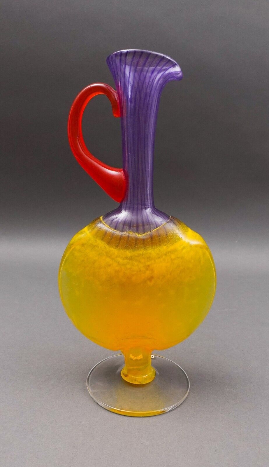 Kosta Boda Sweden Kjell Engman Bon Bon Multicolor Glass Jug Pitcher Ewer Vase