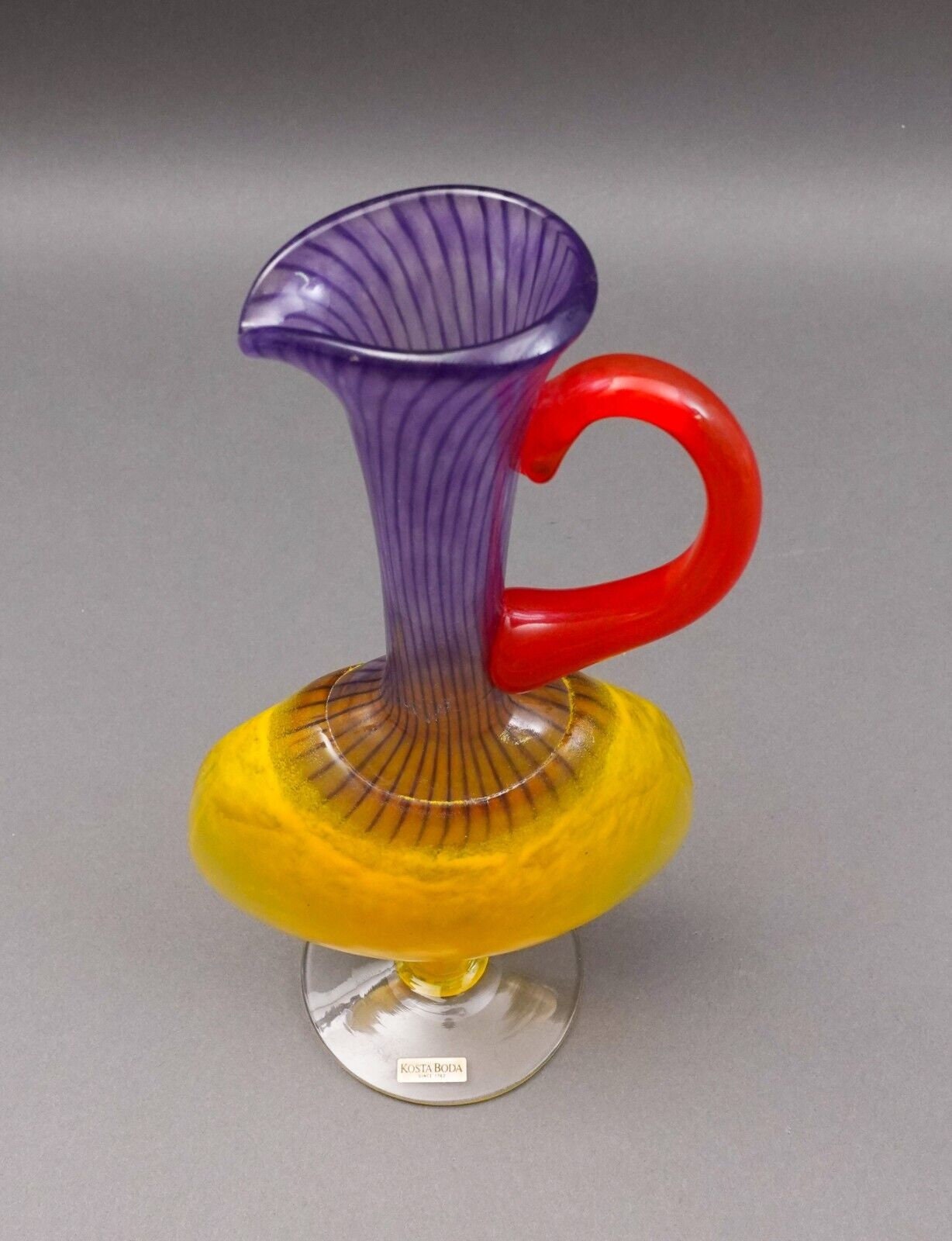 Kosta Boda Sweden Kjell Engman Bon Bon Multicolor Glass Jug Pitcher Ewer Vase