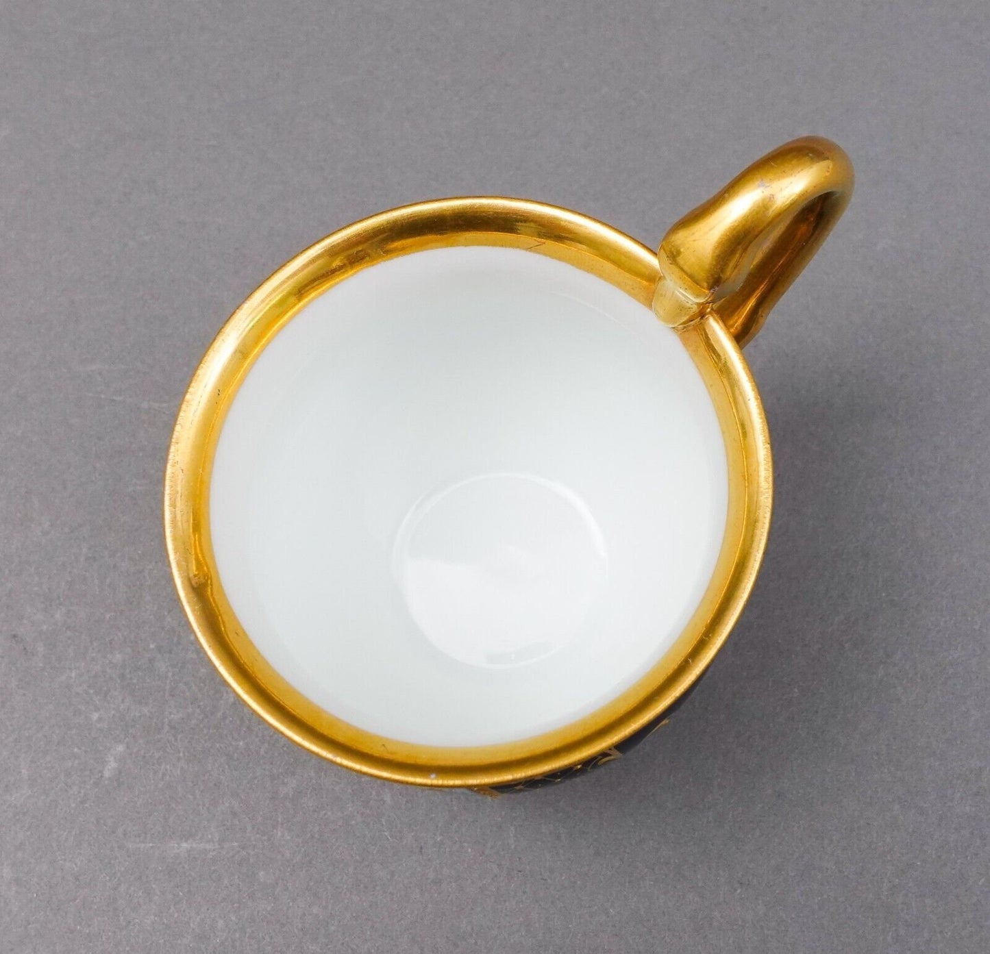 Meissen Antique Cobalt Blue Gold Hand Painted Couple Porcelain Tea Cup (Read)