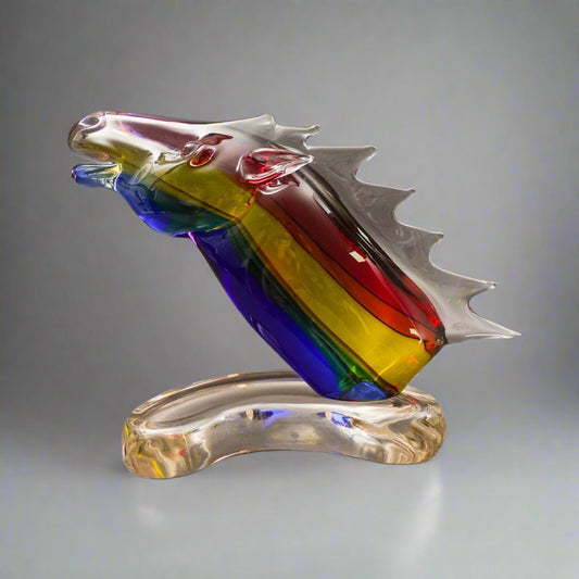 Archimede Seguso Murano Signed Italian Sommerso Glass Large Horse Sculpture Rare
