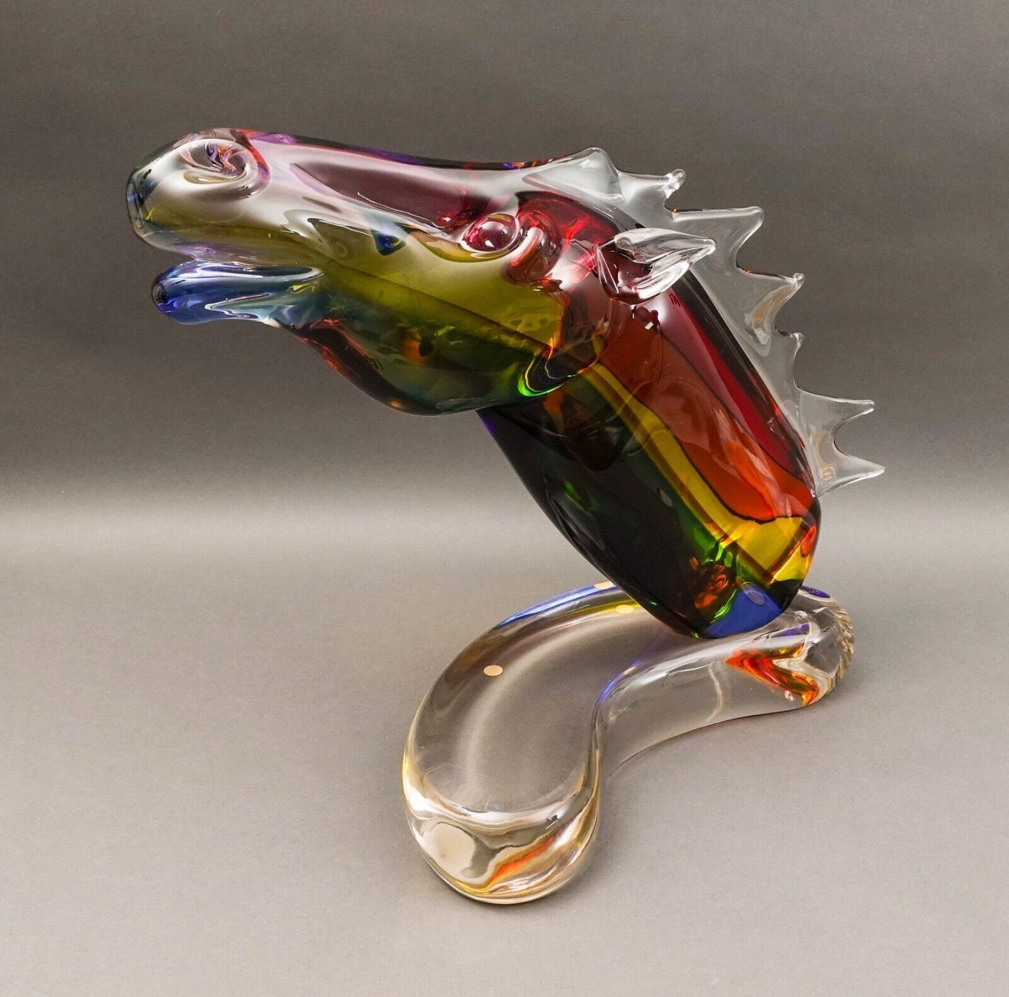 Archimede Seguso Murano Signed Italian Sommerso Glass Large Horse Sculpture Rare