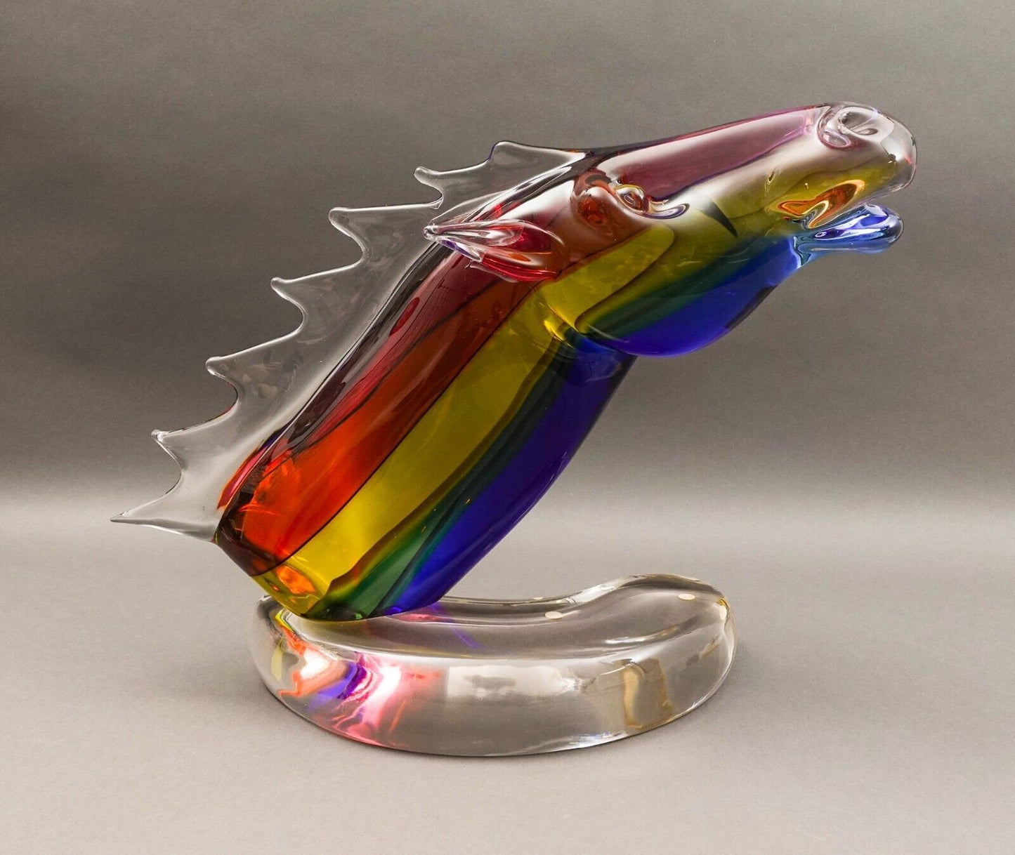 Archimede Seguso Murano Signed Italian Sommerso Glass Large Horse Sculpture Rare