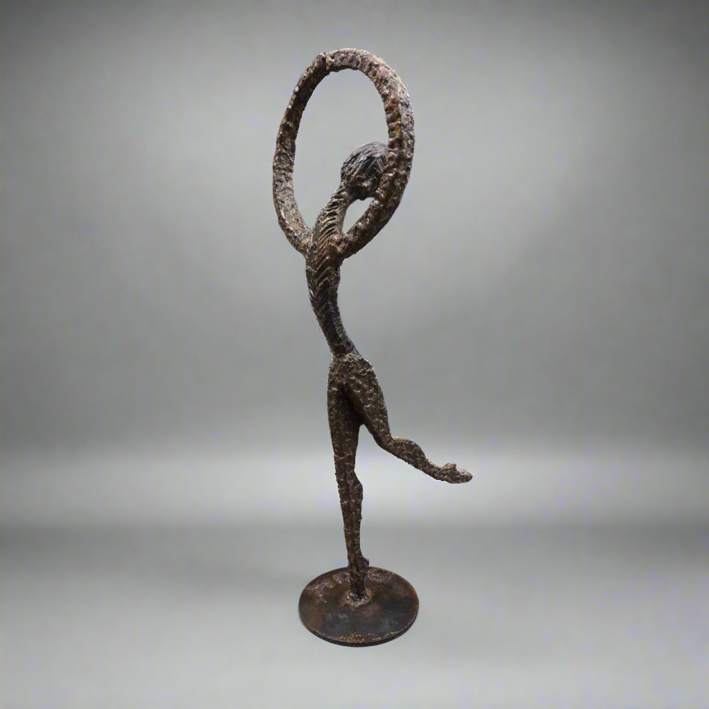 Arik Amir Israel Signed MCM Brutalist Iron Ballerina Ballet Dancer Sculpture 16"