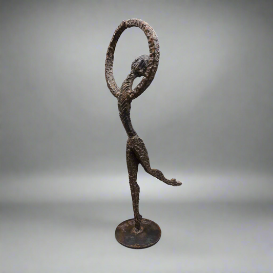 Arik Amir Israel Signed MCM Brutalist Iron Ballerina Ballet Dancer Sculpture 16"