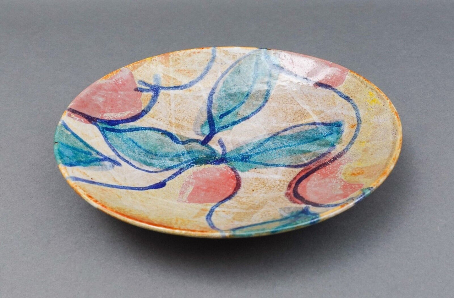 Dartington Petra Tilley Leaves Handmade Studio Art Pottery Bowl Dish 8 7/8"