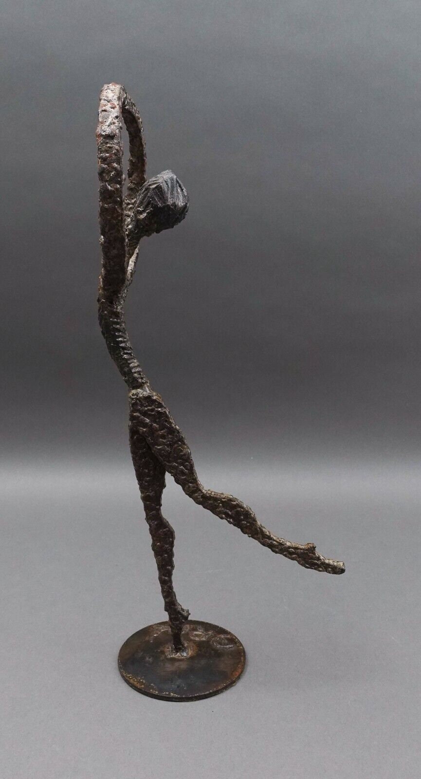 Arik Amir Israel Signed MCM Brutalist Iron Ballerina Ballet Dancer Sculpture 16"