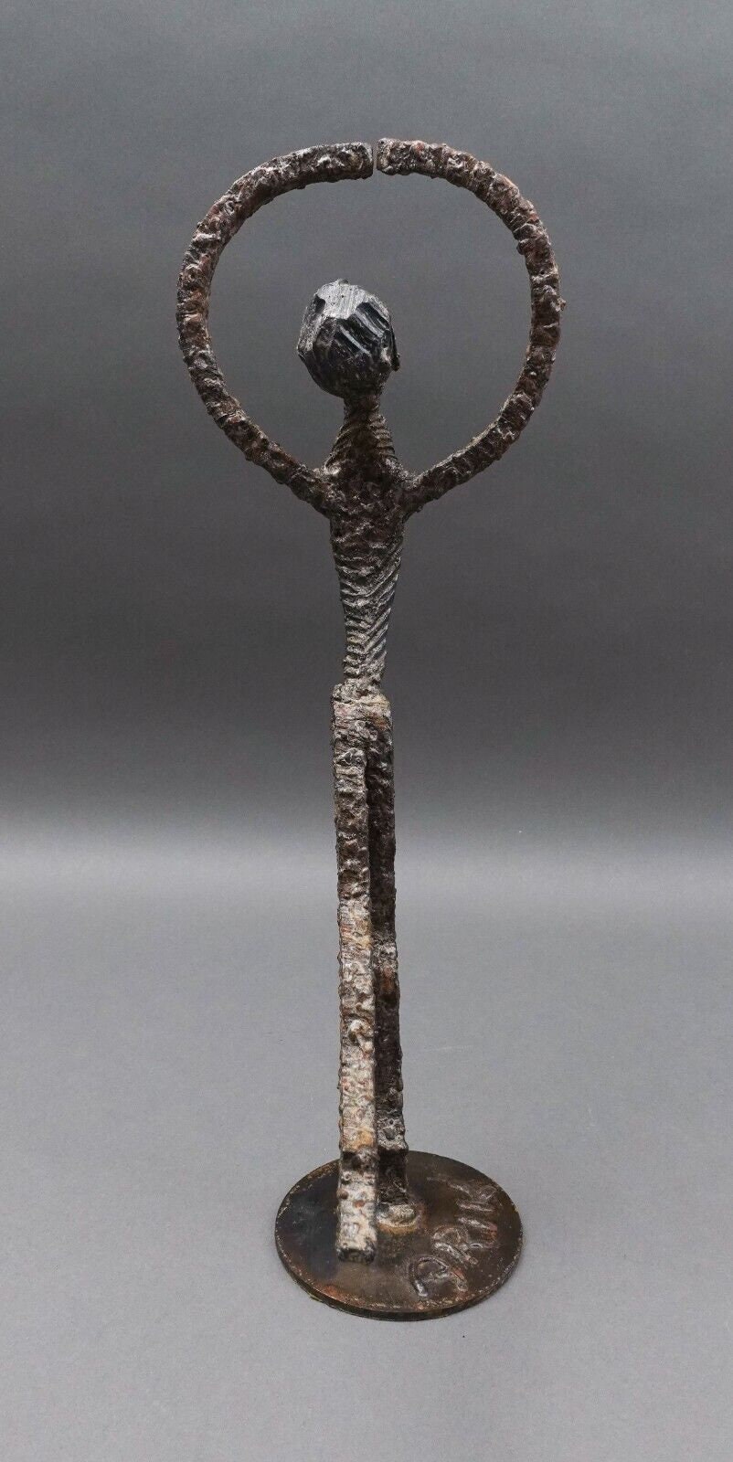 Arik Amir Israel Signed MCM Brutalist Iron Ballerina Ballet Dancer Sculpture 16"