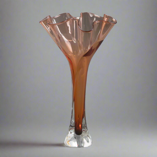 Jonathan Winfisky 2000 Signed Handkerchief Art Glass Flower Vase 11 1/2"