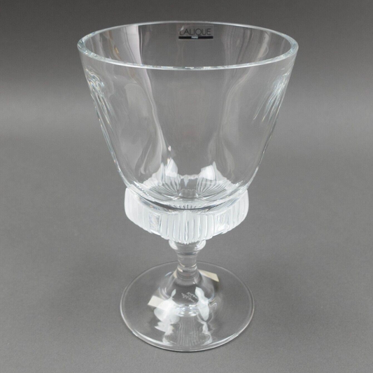 Lalique France Crystal Clear & Frosted Pedestal Compote Goblet Bowl Vase 7 3/4"