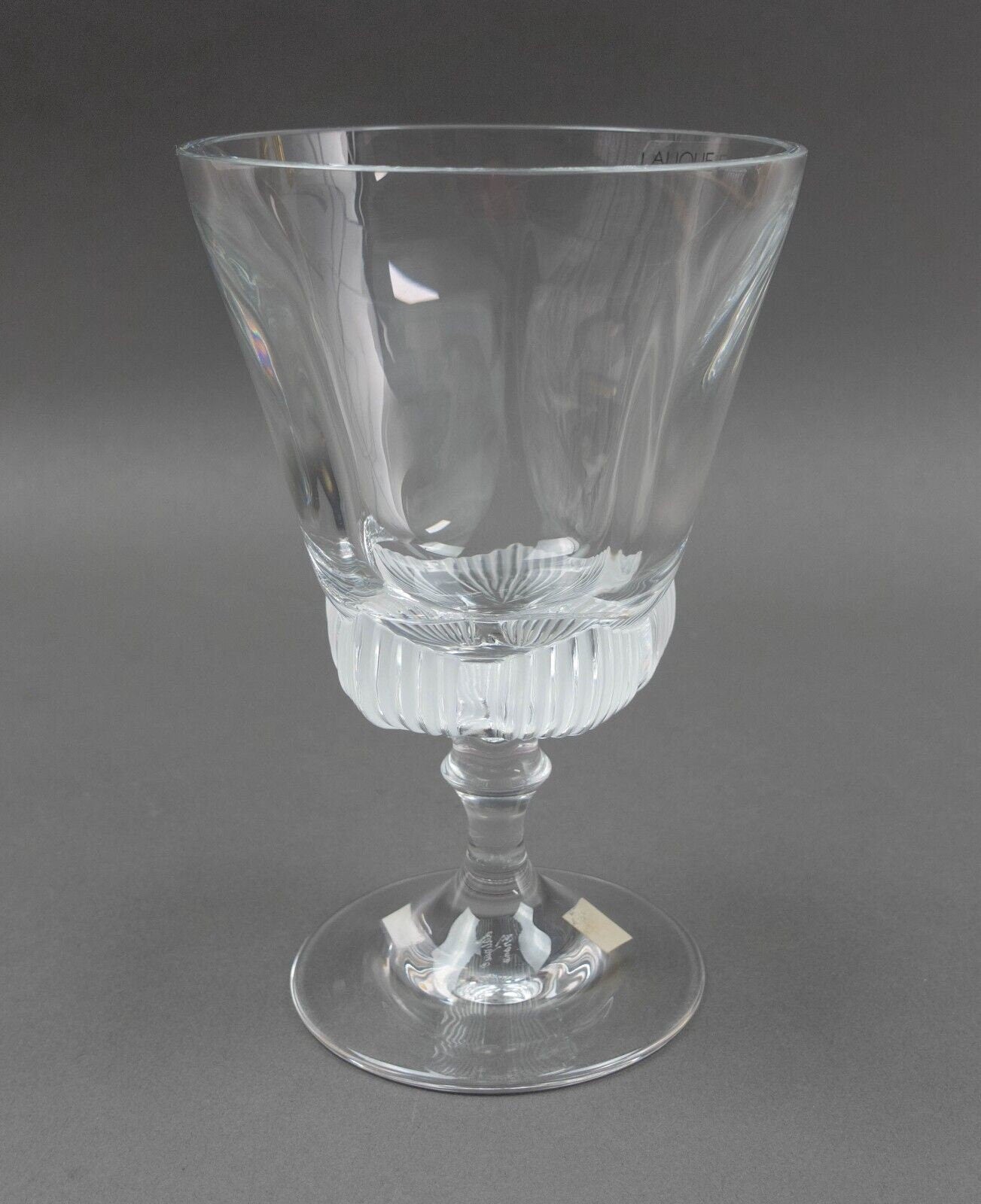 Lalique France Crystal Clear & Frosted Pedestal Compote Goblet Bowl Vase 7 3/4"