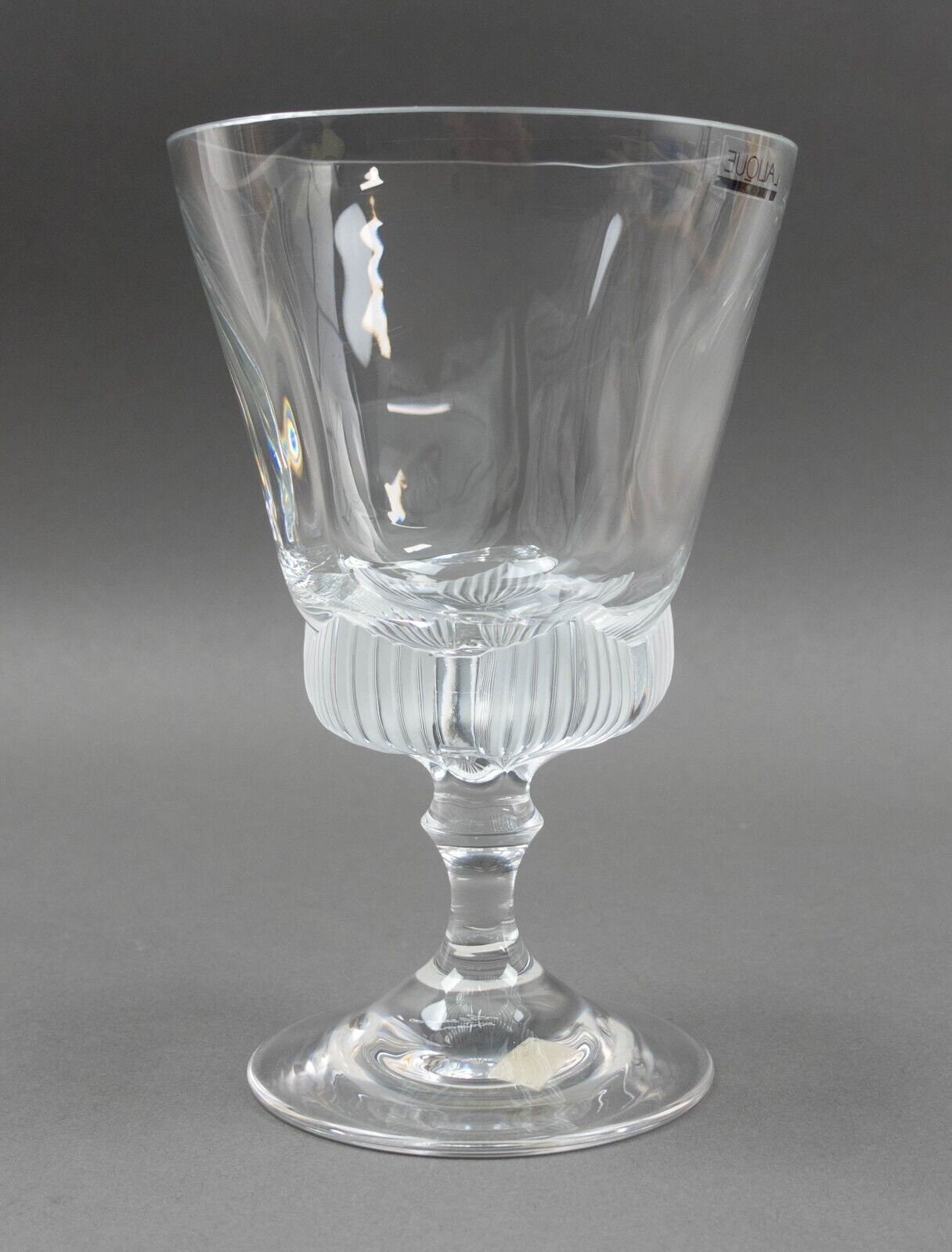 Lalique France Crystal Clear & Frosted Pedestal Compote Goblet Bowl Vase 7 3/4"