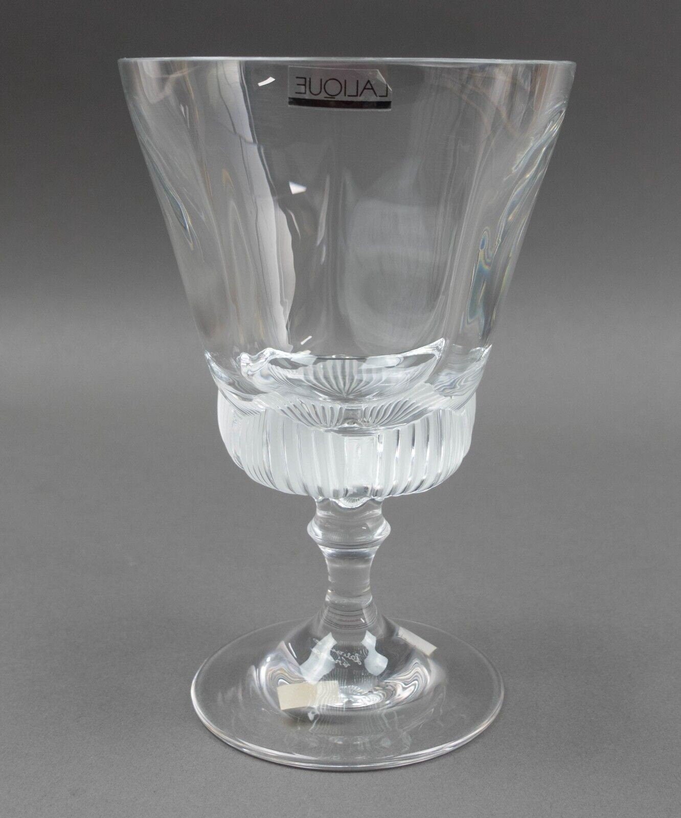 Lalique France Crystal Clear & Frosted Pedestal Compote Goblet Bowl Vase 7 3/4"