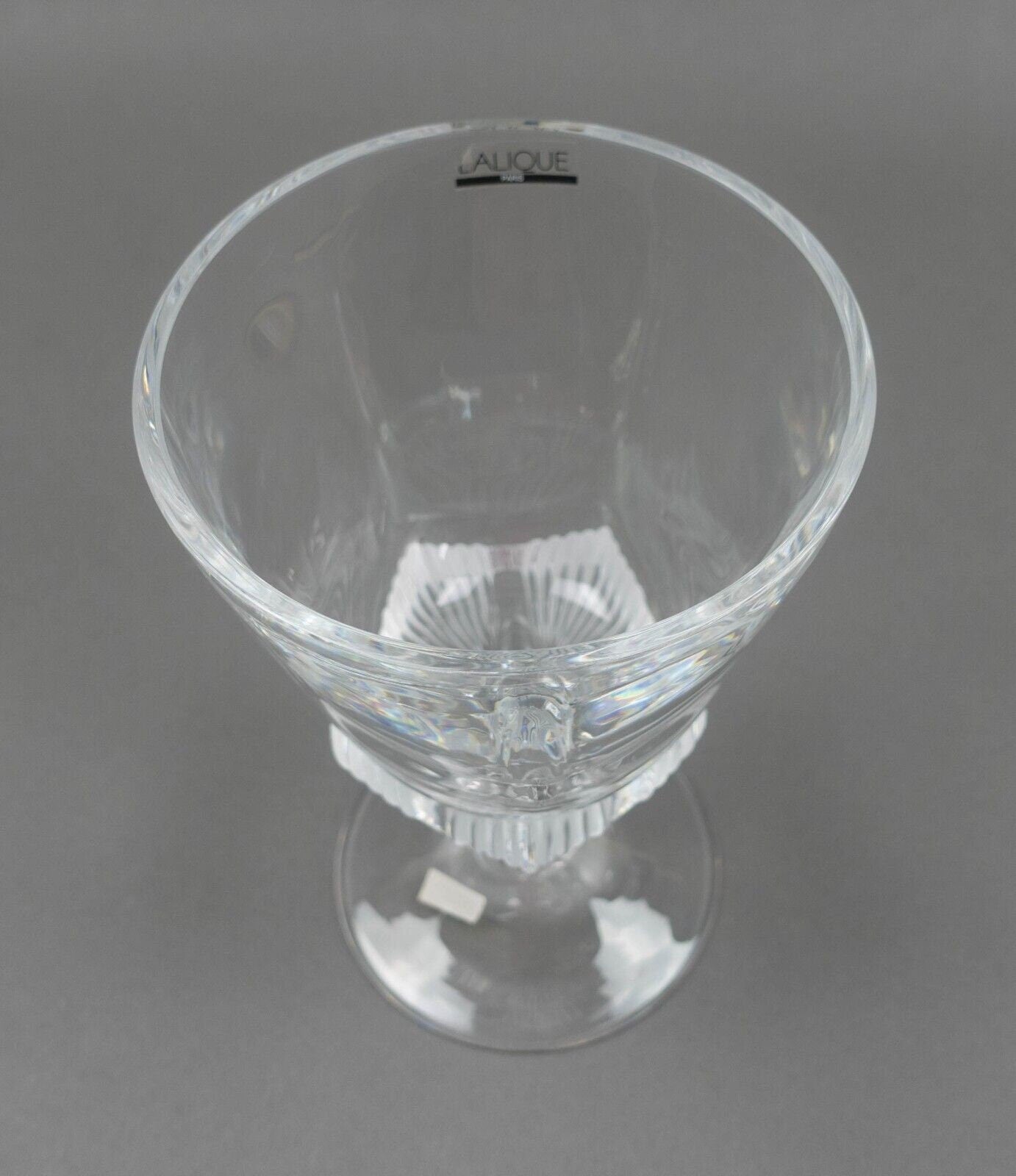 Lalique France Crystal Clear & Frosted Pedestal Compote Goblet Bowl Vase 7 3/4"