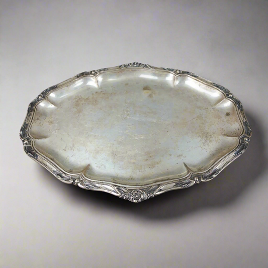 Bruckmann & Sohne German Antique 800 Silver Oval Serving Platter Tray 814 Grams