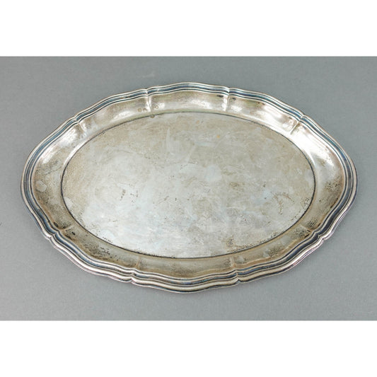 Lutz & Weiss German Antique 835 Silver Oval Serving Platter Tray 328 Grams