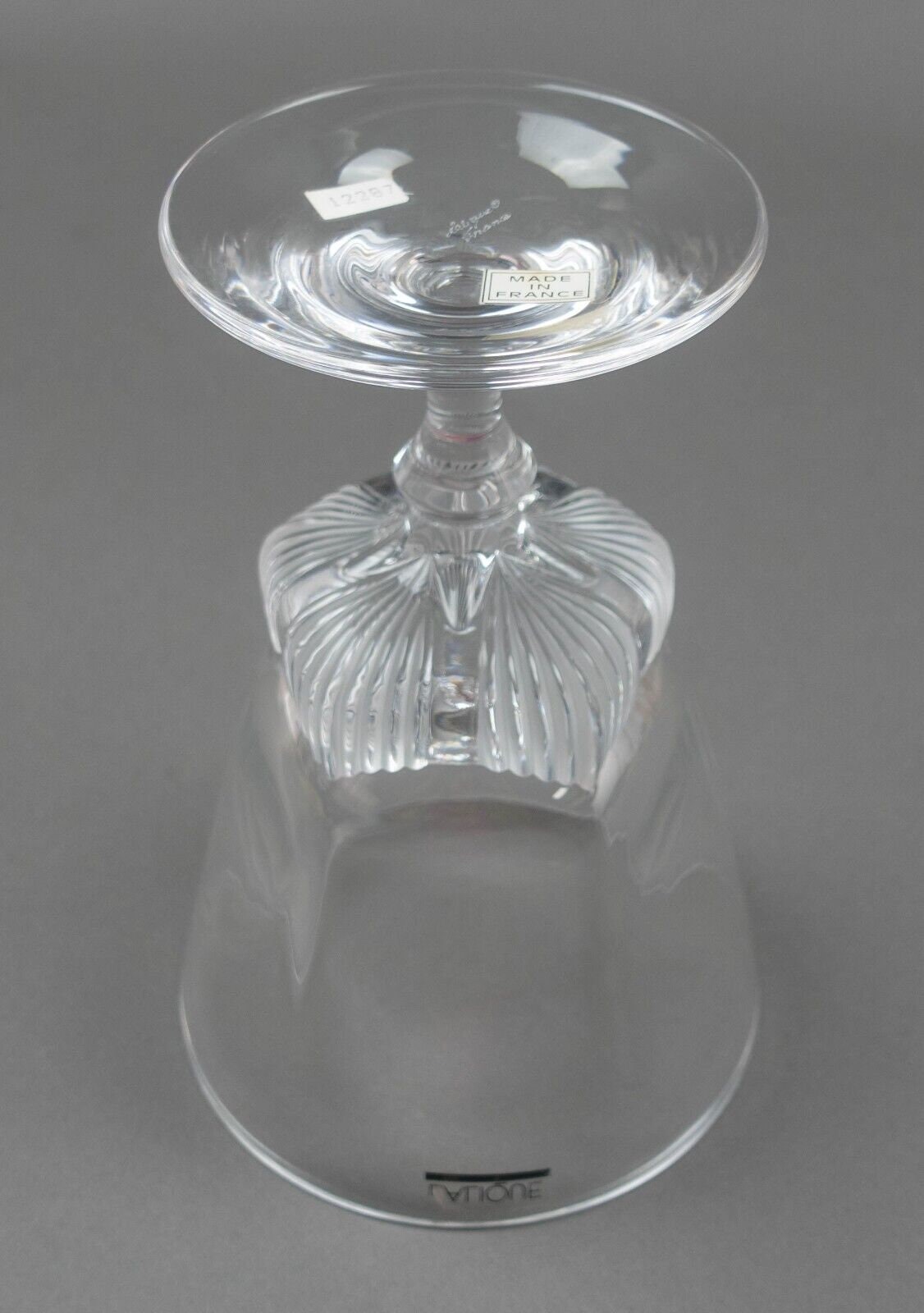 Lalique France Crystal Clear & Frosted Pedestal Compote Goblet Bowl Vase 7 3/4"