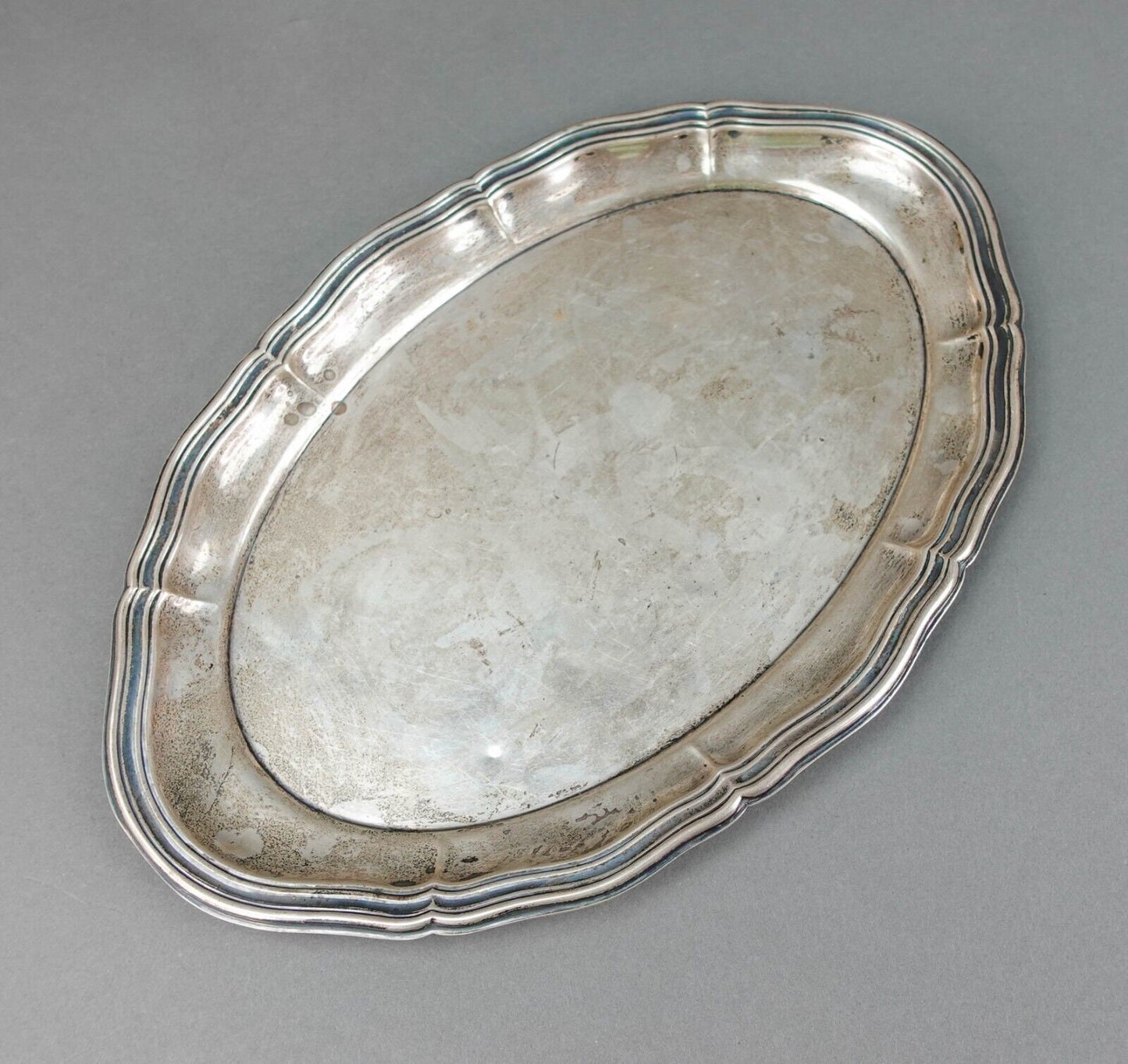 Lutz & Weiss German Antique 835 Silver Oval Serving Platter Tray 328 Grams