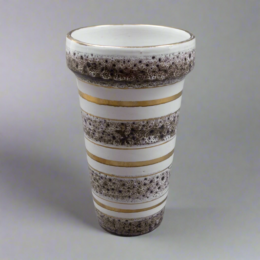 Bitossi Goodfriends Aldo Londi Italian Seta Gold Art Pottery Vase Mid Century