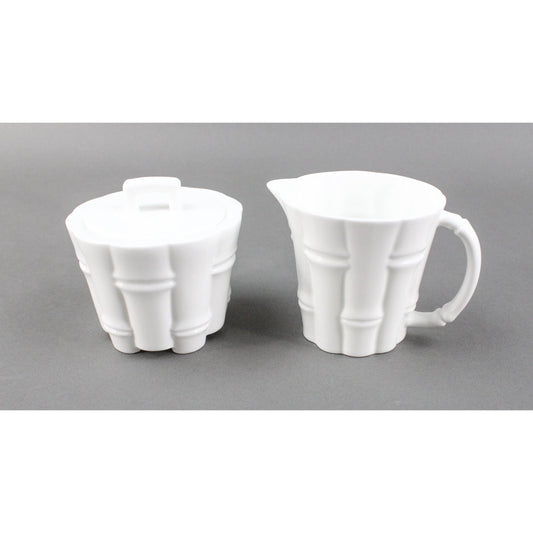 Tiffany & Co White Bamboo Pattern Creamer And Sugar Set Irish Ireland 2007
