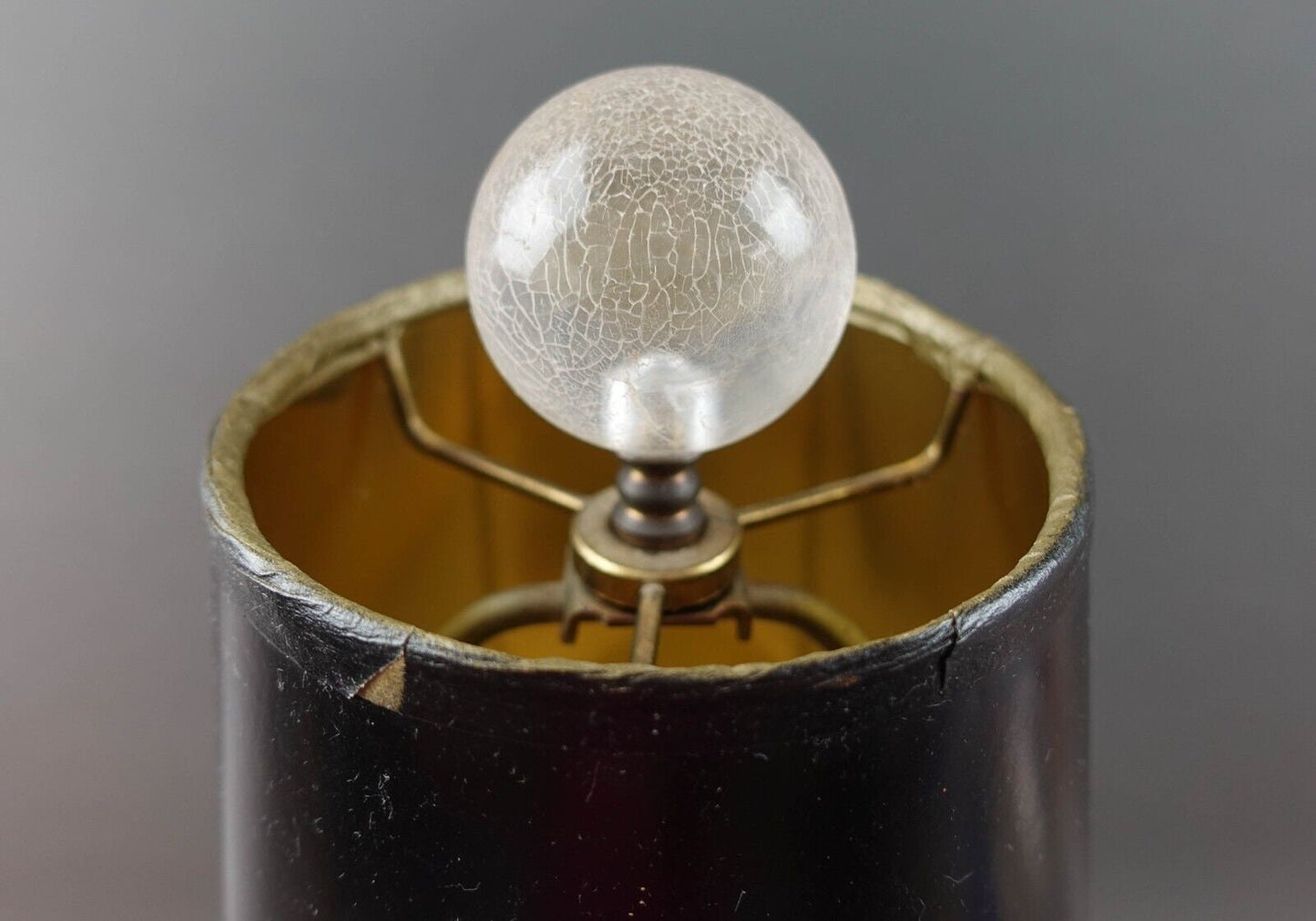 Roche Bobois Gold Orb Table Lamp With Crackled Lucite Accents Wire Metal Legs