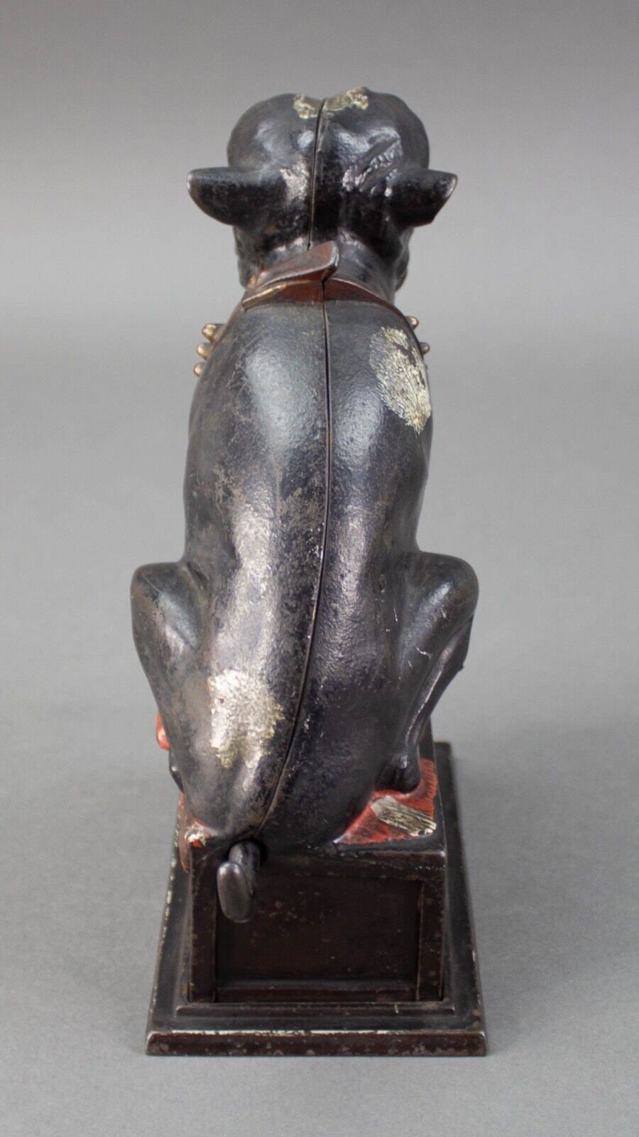 J & E Stevens Cast Iron Bull Dog Bank Coin On Nose (Red Blanket) Cir. 1875-1880