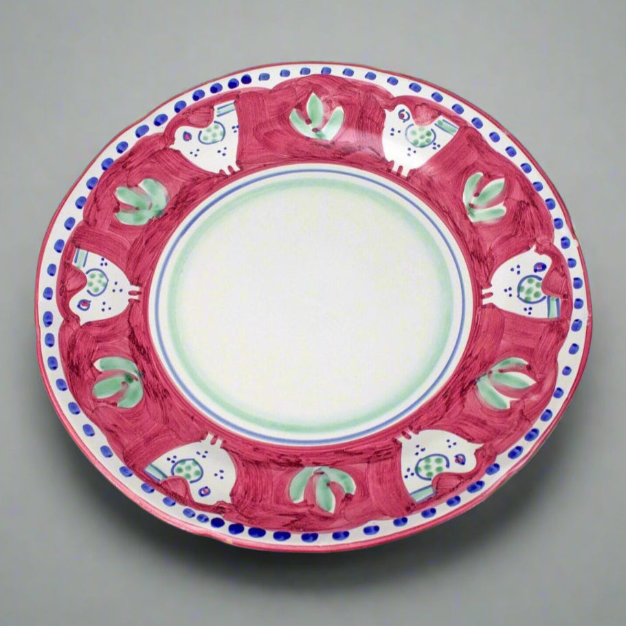 Solimene Vietri Italy Red Campagna Chicken Pollo Bird Lg 15 1/4" Serving Platter