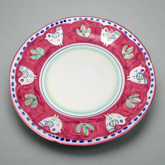 Solimene Vietri Italy Red Campagna Chicken Pollo Bird Lg 15 1/4" Serving Platter
