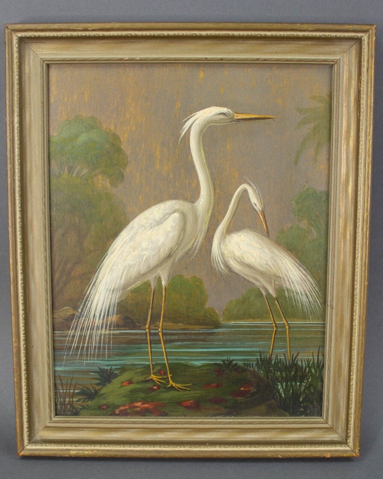 Alfonso T. Toran (American, 1896-1965) Signed Oil On Board Herons