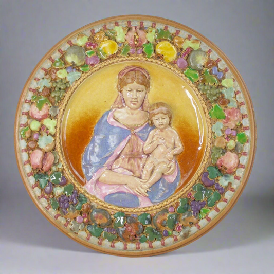 Northwestern Terra Cotta Company Fine Ceramic Roundel Embossed Madonna And Child