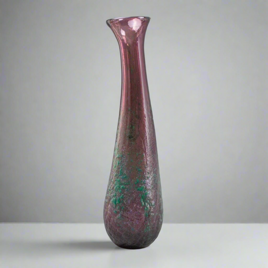 Melissa Drant 1997 Signed Volcanic Lava Textured Blown Art Glass Vessel Vase