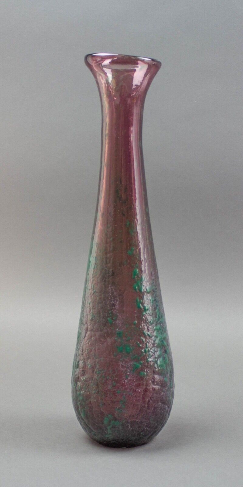 Melissa Drant 1997 Signed Volcanic Lava Textured Blown Art Glass Vessel Vase