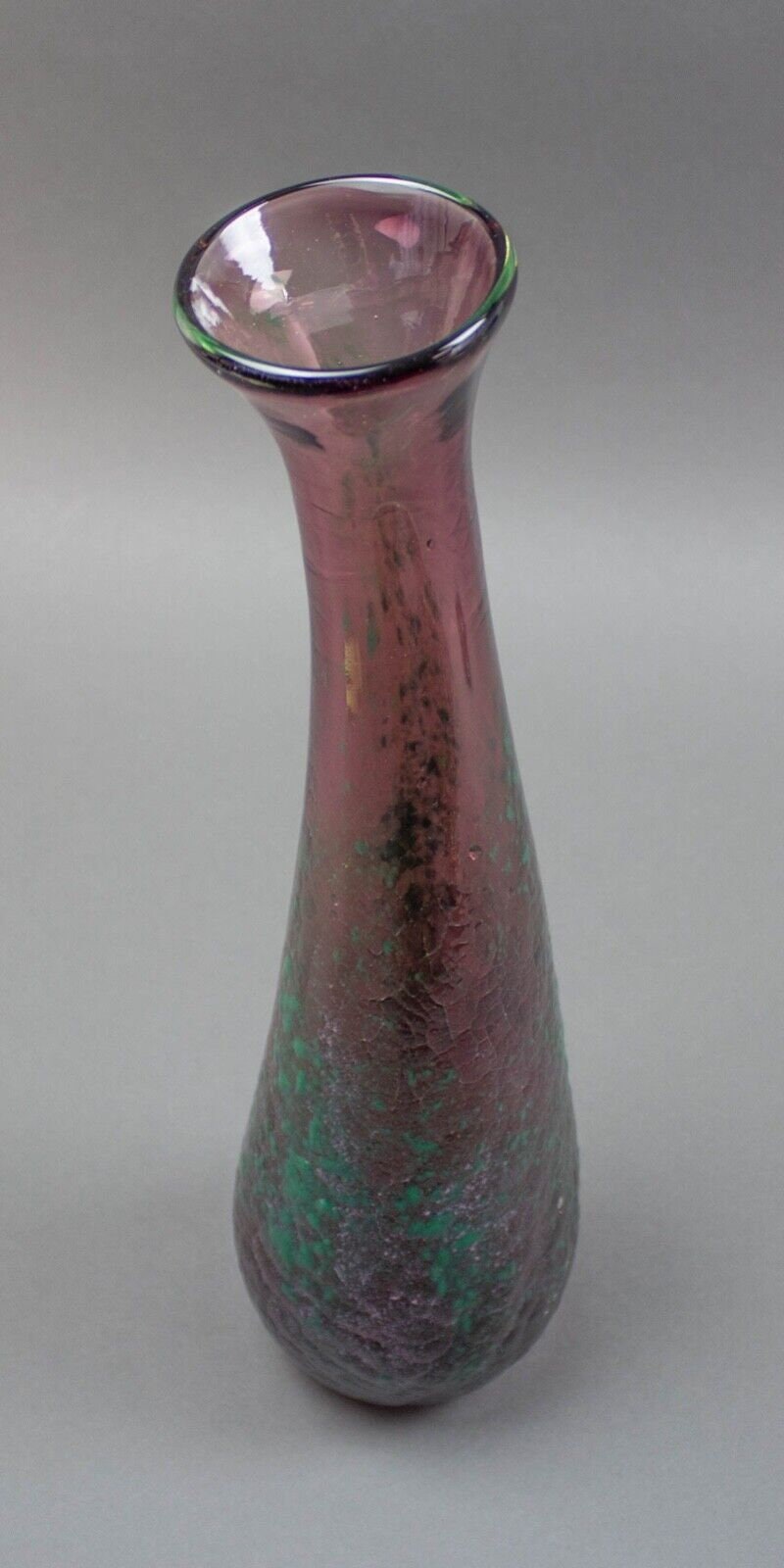 Melissa Drant 1997 Signed Volcanic Lava Textured Blown Art Glass Vessel Vase