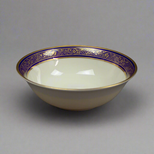Lenox Barclay Round Vegetable Serving Bowl Cobalt Blue & Gold Floral Trim