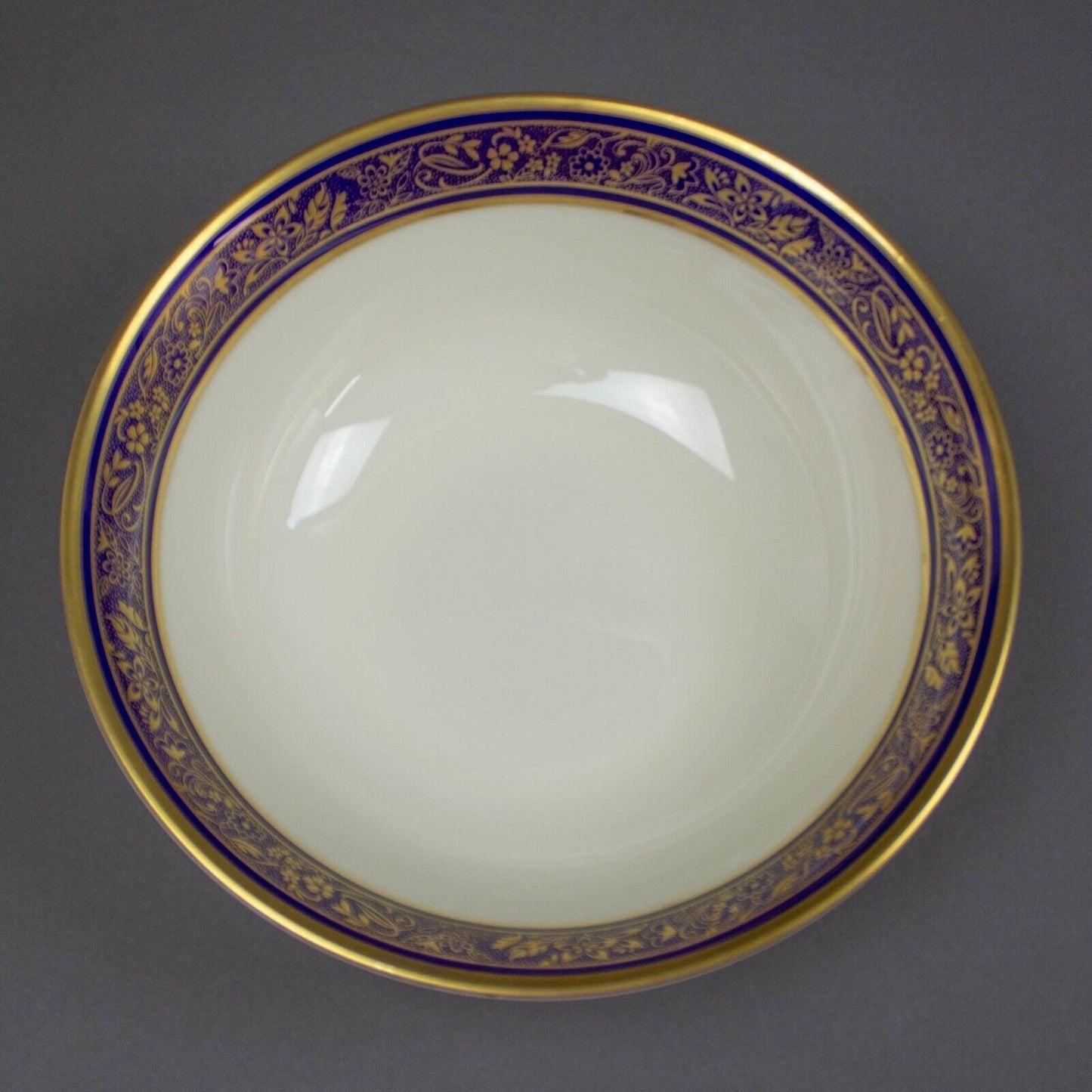 Lenox Barclay Round Vegetable Serving Bowl Cobalt Blue & Gold Floral Trim